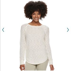 Pink Republic Braided Pullover Sweater Small White New NWT
